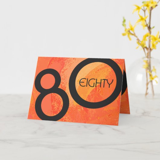 オレンジ80 Decade誕生日 カード (黄色い花)