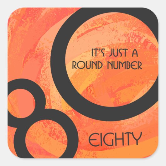 オレンジ80 Decade誕生日 スクエアシール (正面)