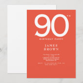 オレンジ90歳の誕生日パーティー 招待状 (正面/裏面)
