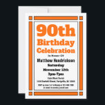 オレンジ90th誕生日招待状 招待状<br><div class="desc">このオレンジ90番招待状招待状で90誕生祝いに誕生日を送信する。お客様の個人カスタマイズ情報と共に使用できる。</div>