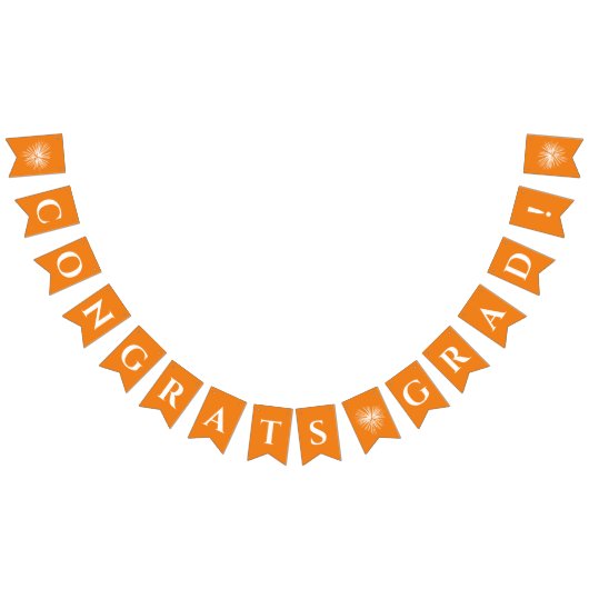 オレンジ |おめでとうのグラッドバントフラグ（Fireworks付き） バンティングフラッグ (全)