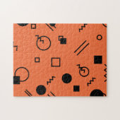 オレンジ、おもしろい、トレンディー、幾何学的メンフィスのグラフィック ジグソーパズル (横)