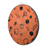 オレンジ、おもしろい、トレンディー、幾何学的メンフィスのグラフィック ダーツボード (正面右)