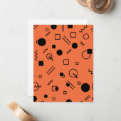 オレンジ、おもしろい、トレンディー、幾何学的メンフィスのグラフィック ノートカード (正面/裏面インサイチュ)