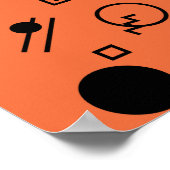 オレンジ、おもしろい、トレンディー、幾何学的メンフィスのグラフィック ポスター (角)