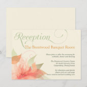 オレンジ アイス フローラル ガーデン ウェディング レセプション カード (正面/裏面)