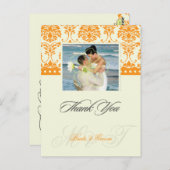 オレンジ+アイボリーダマスクありがとうフォトポストカード， ポストカード (正面/裏面)