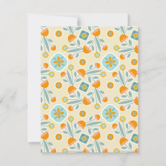 オレンジ&アクアフォークアートフラワーブーケ ノートカード (正面)