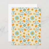 オレンジ&アクアフォークアートフラワーブーケ ノートカード (正面/裏面)