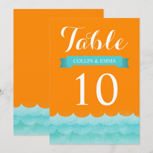 オレンジ アット シー ナウチカル ウェディング テーブル ナンバー 招待状 (正面/裏面)