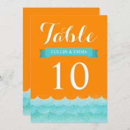 オレンジ アット シー Nautical ウェディング テーブル ナンバー 招待状