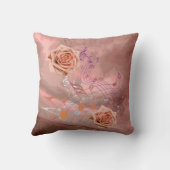 オレンジ&アプリコットバラ&ミュージックノート角枕 クッション (裏面)