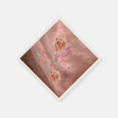 オレンジ&アプリコットバラ&ミュージックベージュ色カクテルナプキンス スタンダードカクテルナプキン (角)