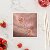 オレンジ&アプリコットバラ&ミュージックベージュ色カクテルナプキンス スタンダードカクテルナプキン (インサイチュ)