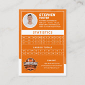 オレンジ・アメリカンフットボール選手トレーディングカード コーリングカード (裏面)