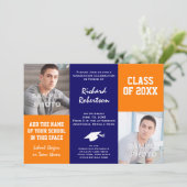 オレンジ·アンド·ネイビー·ブルー·カスタムアスリート卒業 招待状 (スタンド正面)