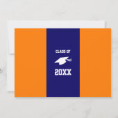 オレンジ·アンド·ネイビー·ブルー·カスタムアスリート卒業 招待状 (裏面)