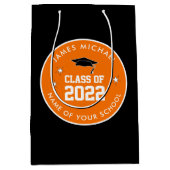 オレンジ・アンド・ブラックの卒業カスタム ミディアムペーパーバッグ (正面)