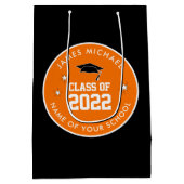 オレンジ・アンド・ブラックの卒業カスタム ミディアムペーパーバッグ (裏面)