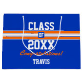 オレンジ・アンド・ブルーの卒業式カスタム抱き枕 ラージペーパーバッグ (正面)