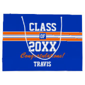 オレンジ・アンド・ブルーの卒業式カスタム抱き枕 ラージペーパーバッグ (裏面)