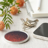 オレンジ、アーバンモダンハーフトーンドットのパターンデザイン キーホルダー (側面)