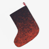 オレンジ、アーバンモダンハーフトーンドットのパターンデザイン ラージクリスマスストッキング (裏面 (吊り時))