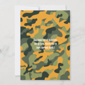 オレンジ アーミー カモフラージュ 誕生日パーティー 招待状 (裏面)