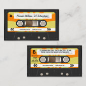 オレンジ/イエローカセットテープ音楽DJディスクジョッキー 名刺 (正面/裏面)