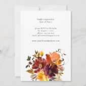 オレンジ＆イエローゴールドの秋の花をテーマにしたブライダルシャワー 招待状 (裏面)