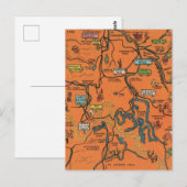 オレンジ イエローストーン公園 イラストマップ ポストカード (正面/裏面)