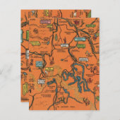 オレンジ イエローストーン公園 イラストマップ ポストカード (正面/裏面)