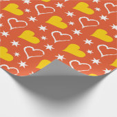 オレンジ&イエローバレンタインデーハート ラッピングペーパー (角)