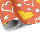オレンジ&イエローバレンタインデーハート ラッピングペーパー (ロールコーナー)
