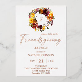 オレンジ&イエローフローラフレンドシップリース 箔招待状