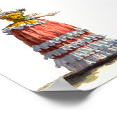 オレンジ&イエローリージェンシーフランスのファッションスケッチ ポスター (角)