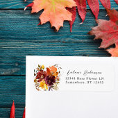 オレンジ&イエロー秋フローラ2ホワイト差出人住所 ラベル