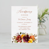オレンジ&イエロー金ゴールド秋フローラフレンドシップ 箔招待状 (立ち正面)