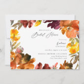 オレンジ&イエロー金ゴールド秋フローラブライダルシャワー2 招待状 (正面)