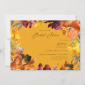 オレンジ&イエロー金ゴールド秋フローラブライダルシャワー2G 招待状 (正面)