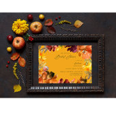 オレンジ&イエロー金ゴールド秋フローラブライダルシャワー2G 招待状