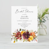 オレンジ&イエロー金ゴールド秋フローラブライダルシャワー 招待状 (スタンド正面)