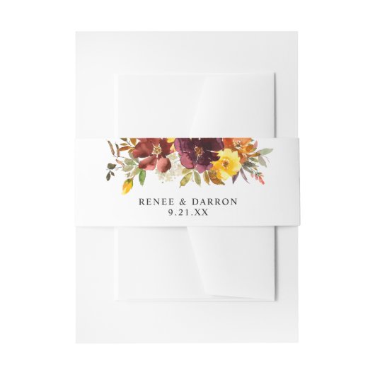 オレンジ&イエロー金ゴールド秋フローラ2 招待状ベリーバンド (正面例)