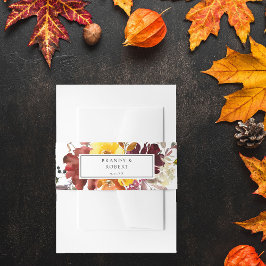 オレンジ&イエロー金ゴールド秋フローラ5 招待状ベリーバンド