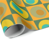 オレンジ イエロー グリーン スクエア ドット ジオメトリック パターン ラッピングペーパー (ロールコーナー)