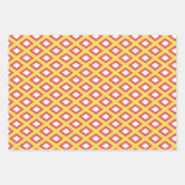 オレンジ、イエロー、ピンクの部族のダイヤモンドイカットパターン ラッピングペーパーシート (正面2)