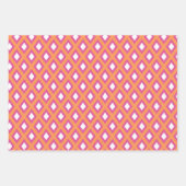 オレンジ、イエロー、ピンクの部族のダイヤモンドイカットパターン ラッピングペーパーシート (正面)