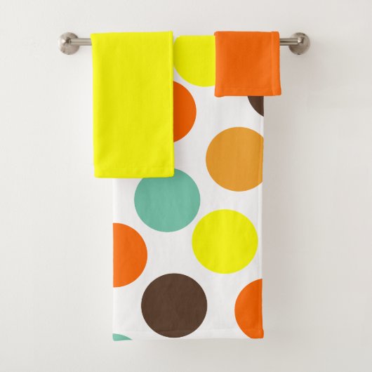 オレンジ、イエロー、ブラウン、ブルードットバスタオルセット バスタオルセット (インサイチュ)