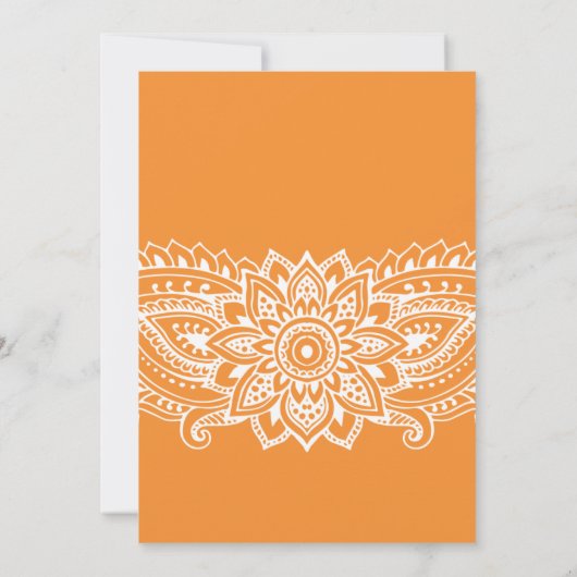 オレンジ インドのペイズリー Let's Celebrate 招待状 (裏面)