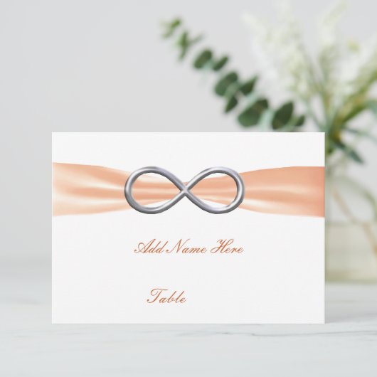 オレンジ インフィニティ ウェディング テーブル プレイス カード (スタンド正面)